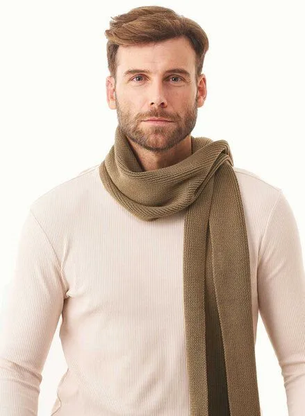 ORGANICATION ORGANICATION Unisex Strickschal aus Bio-Baumwolle, Grün(olive oil), – Produktbild 2 von 4