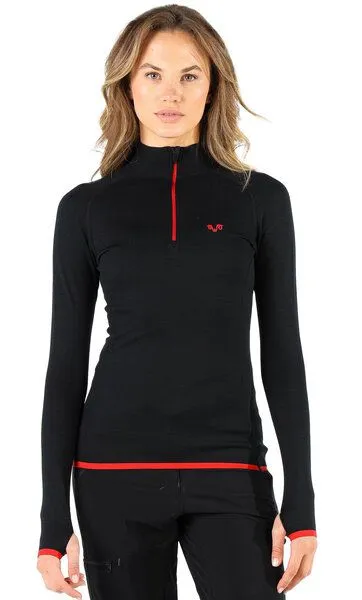 Woolona Woolona Langarmshirt - LORICA - 100% Merinowolle (Zip), Schwarz, – Produktbild 2 von 2