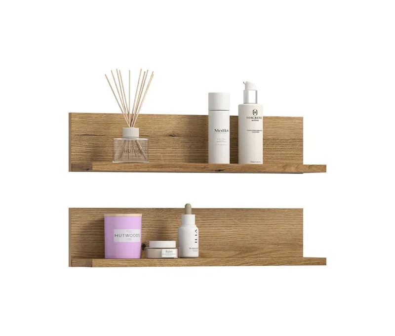 xonox.home Wandregal Aqua, Wandregal Set in Evoke Oak Nachbildung B/H/T: 51x12x14 cm, Braun, – Produktbild 2 von 5