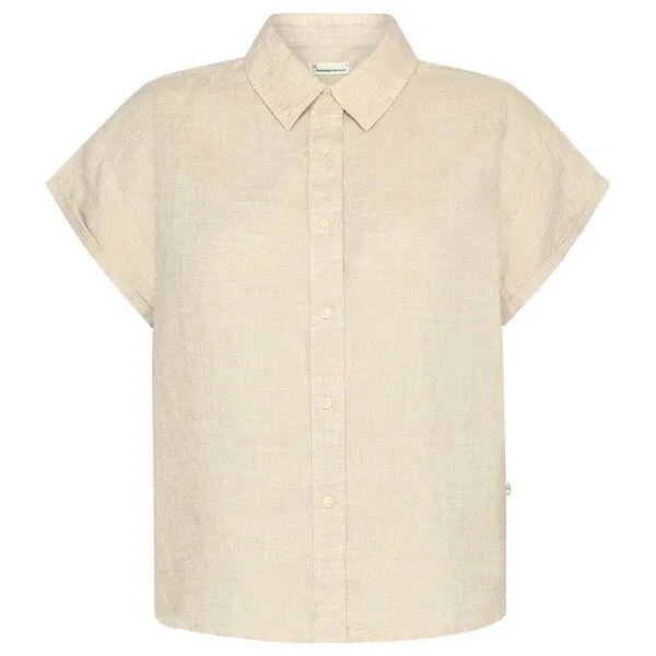 KnowledgeCotton Apparel KnowledgeCotton Apparel Leinen-Bluse ASTER Yarndyed, Light feather gray, – Produktbild 1 von 4