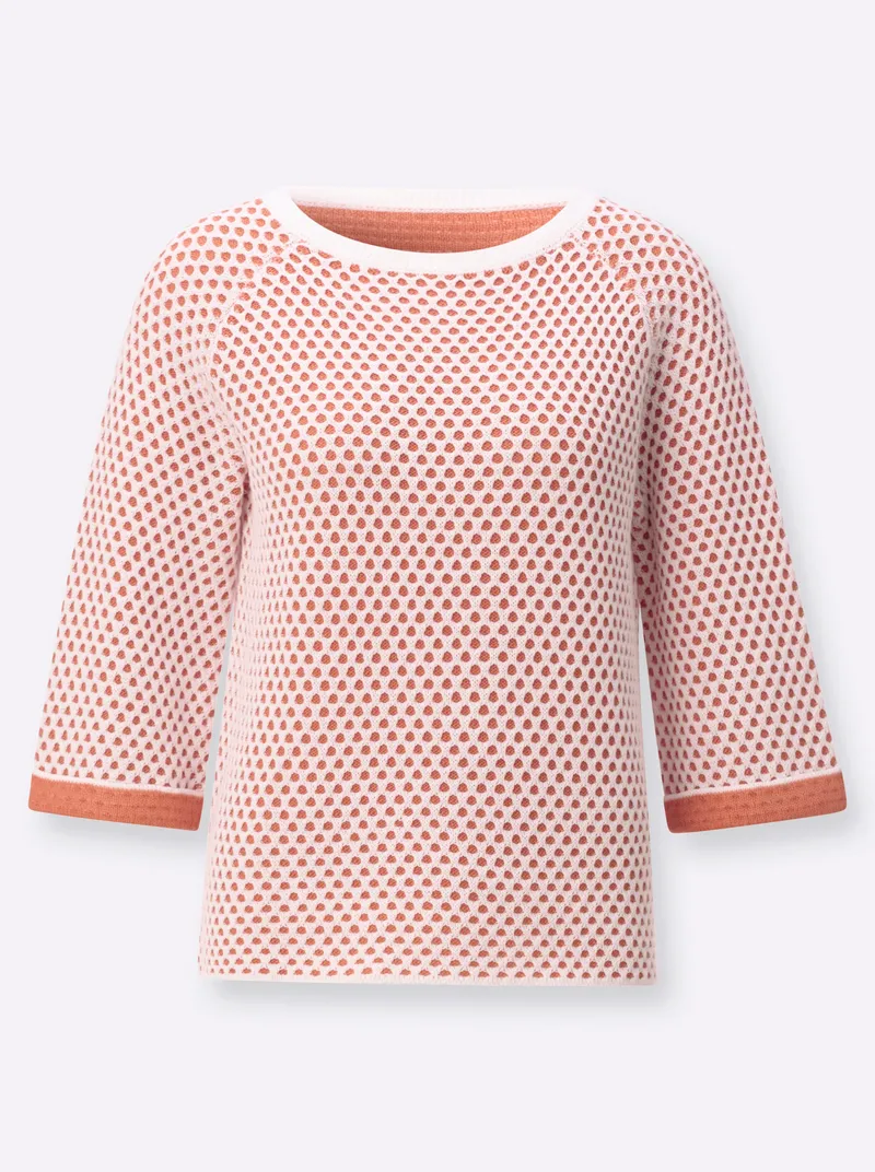 Witt Strickpullover papaya-ecru, Papaya-ecru, – Produktbild 1 von 2