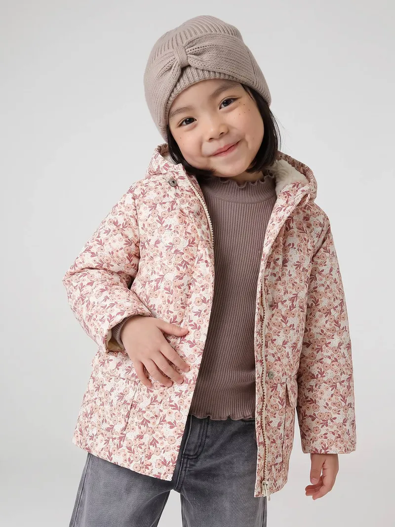 Vertbaudet Regenjacke mit magischen Blumenmotiv und Teddyfleece-Futter Mädchen vanille, Vanille, – Produktbild 4 von 7