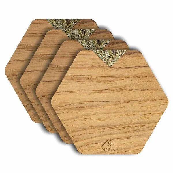 MMore MMore Untersetzer aus Holz - Amerikanischer Nussbaum, Eichenholz und organische Materialien / 4er-Set, Lavendel, – Produktbild 4 von 5