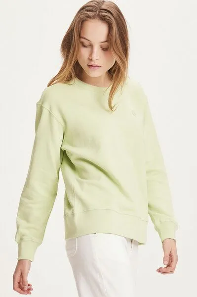 KnowledgeCotton Apparel KnowledgeCotton Apparel Sweatshirt - DAPHNE basic badge sweat - aus Bio-Baumwolle, Grün ( foam), – Produktbild 2 von 4