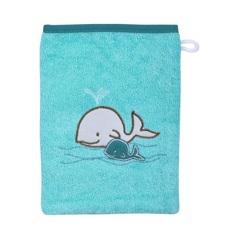 Wörner Wörner 2-tlg. Textil-Badeset Frottee Kapuzen-Badetuch 80x80 mit Waschlappen blau, Blau, – Produktbild 1 von 2
