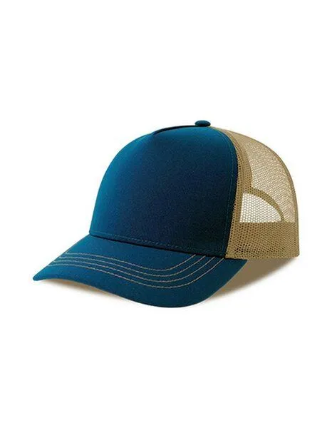 Atlantis Headwear Atlantis Headwear Freizeit-Truckercap aus recyceltem Polyester-Segeltuch, Royal blau/grau, – Produktbild 1 von 3