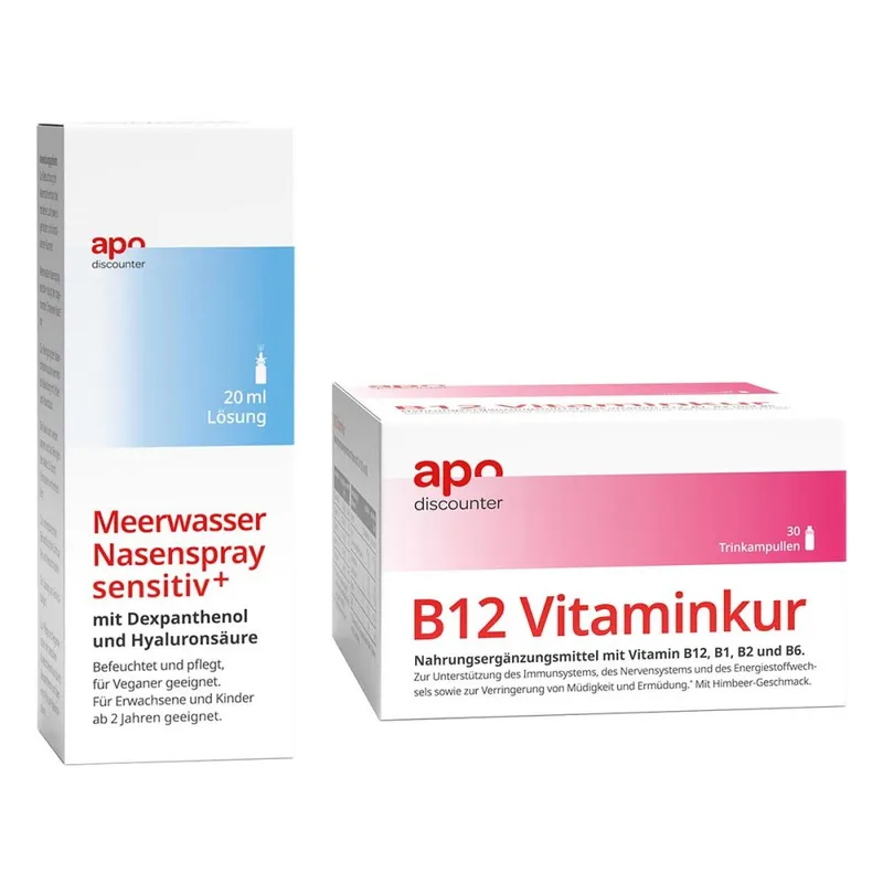 apodiscounter apodiscounter Schmuddelwetter Sparset - befeuchtendes Nasenspray + Vitamin B12 – Produktbild 1 von 1