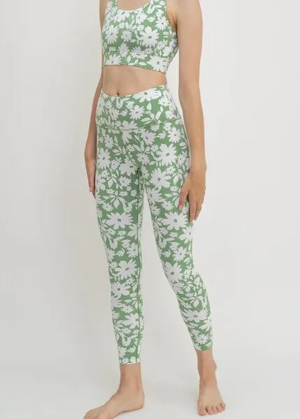 boochen boochen Surf & Yoga Highwaist Leggings mit Moonflower Print, Green moonflower (grün), – Produktbild 1 von 4