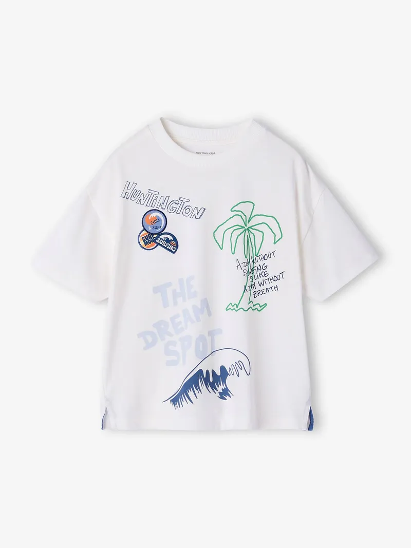 Vertbaudet T-Shirt mit Surfer-Print Jungen, Wollweiß, – Produktbild 2 von 4