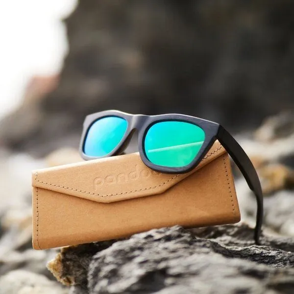 pandoo pandoo Bambus Sonnenbrille Unisex | polarisiert & UV400 | Blau | Türkis | Orange, Türkis, – Produktbild 2 von 5