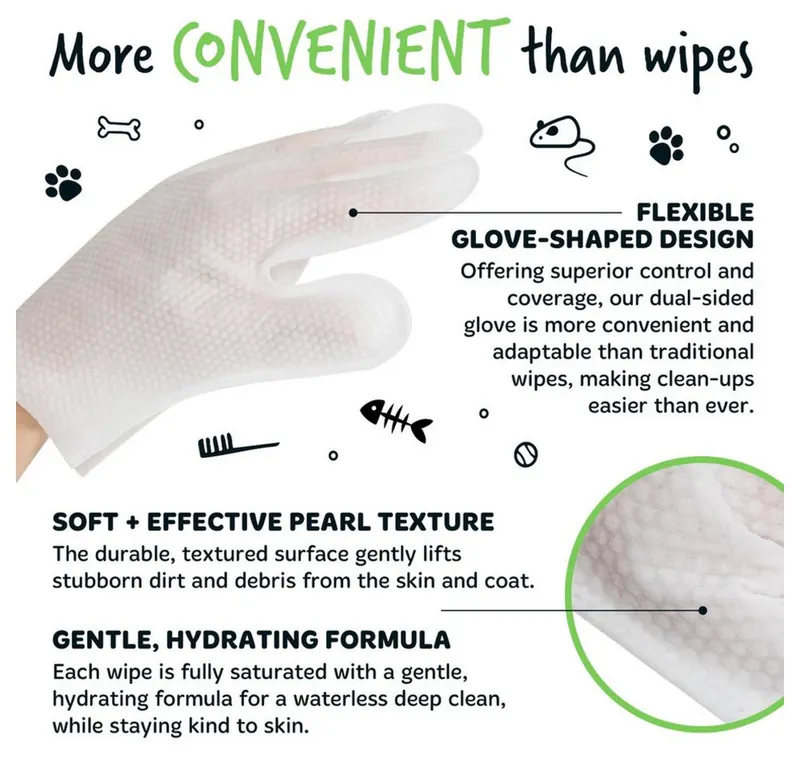 Bugalugs Bugalugs Fellpflege Bugalugs Reinigungshandschuhe für Hunde & Katzen Fellpflege Pfotenpfle, (1-St), Pfoten, Weiß, – Produktbild 2 von 5