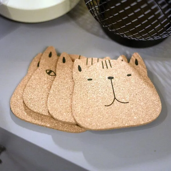 PepMelon Katzen Korkuntersetzer aus Kork, 6er set – Produktbild 2 von 3