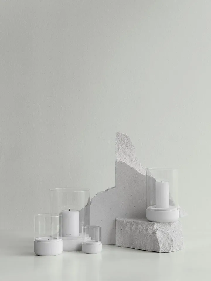 blomus Windlicht -CALMA- Glas Kerzenhalter, Stimmungslicht: modernes Deko-Design (1 St. ), Exklusive Betonoptik, Handgefertigt, Verschiedene Größen & Farben, Weiß, – Produktbild 2 von 2