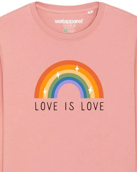 watapparel watapparel Sweatshirt Unisex Love is Love, Canyon pink, – Produktbild 3 von 4