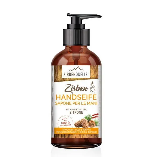 4betterdays 4betterdays Zirben Handseife 250 ml Pumpflasche mit Honig und Duft der Zitrone – Produktbild 1 von 4