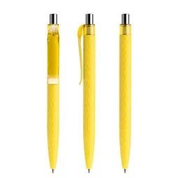 prodir prodir® Druckkugelschreiber QS01 Soft Touch PRT Push, blaue Mine, gelb/silber poliert – Produktbild 1 von 1
