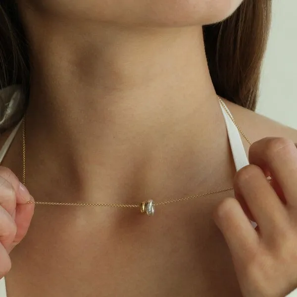 BELLYBIRD Jewellery BELLYBIRD Jewellery Halskette - DONUT, 925 Sterlingsilber, Kette gold/ anhänger bicolor, – Produktbild 1 von 5