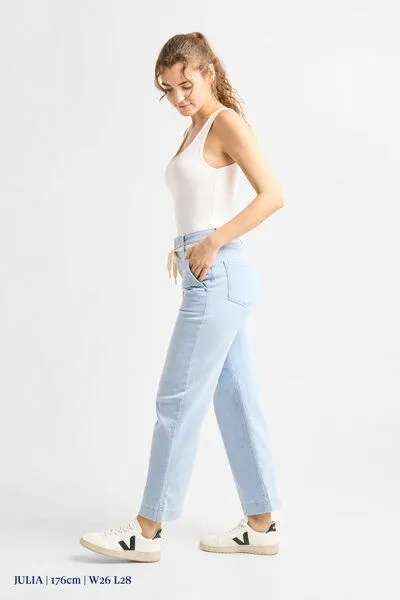 DAWN Damen Jeans DEW Flared High Waist French Pocket DAWN Bio-Baumwolle, Bright blue, – Produktbild 5 von 6