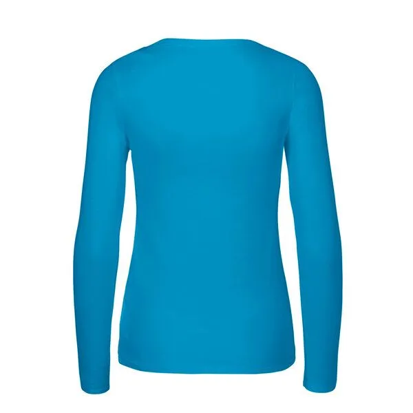 HANDGEDRUCKT HANDGEDRUCKT "Stubentiger" Frauen Longsleeve aus reiner Biobaumwolle (kbA), Saphire, – Produktbild 2 von 3