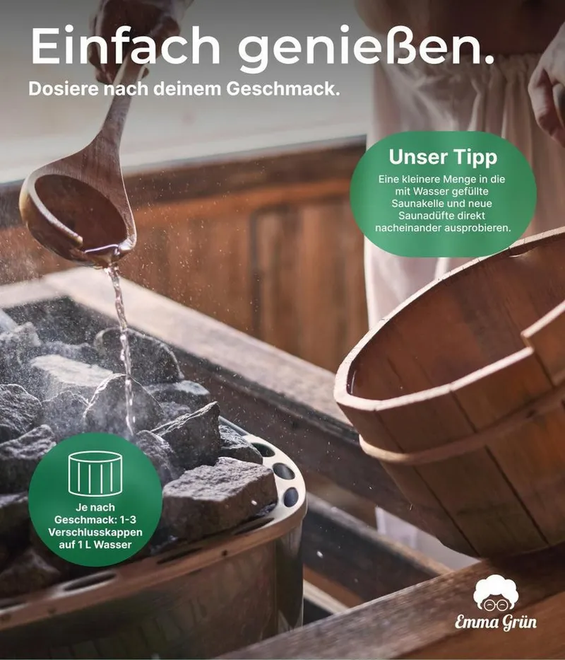 Emma Grün Sauna-Aufgussset holzig, frisch & spritzig, 3x 100ml (3-tlg) 100% naturreine ätherische Bio-Öle – Produktbild 3 von 5
