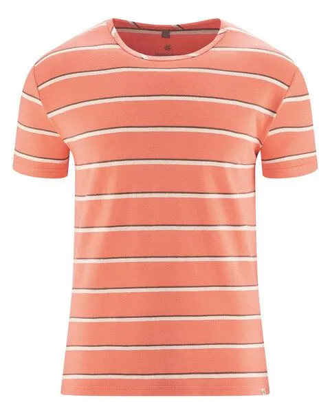 HempAge HempAge Herren Streifen T-Shirt Hanf/Biobaumwolle, Peach(orange), – Produktbild 2 von 4