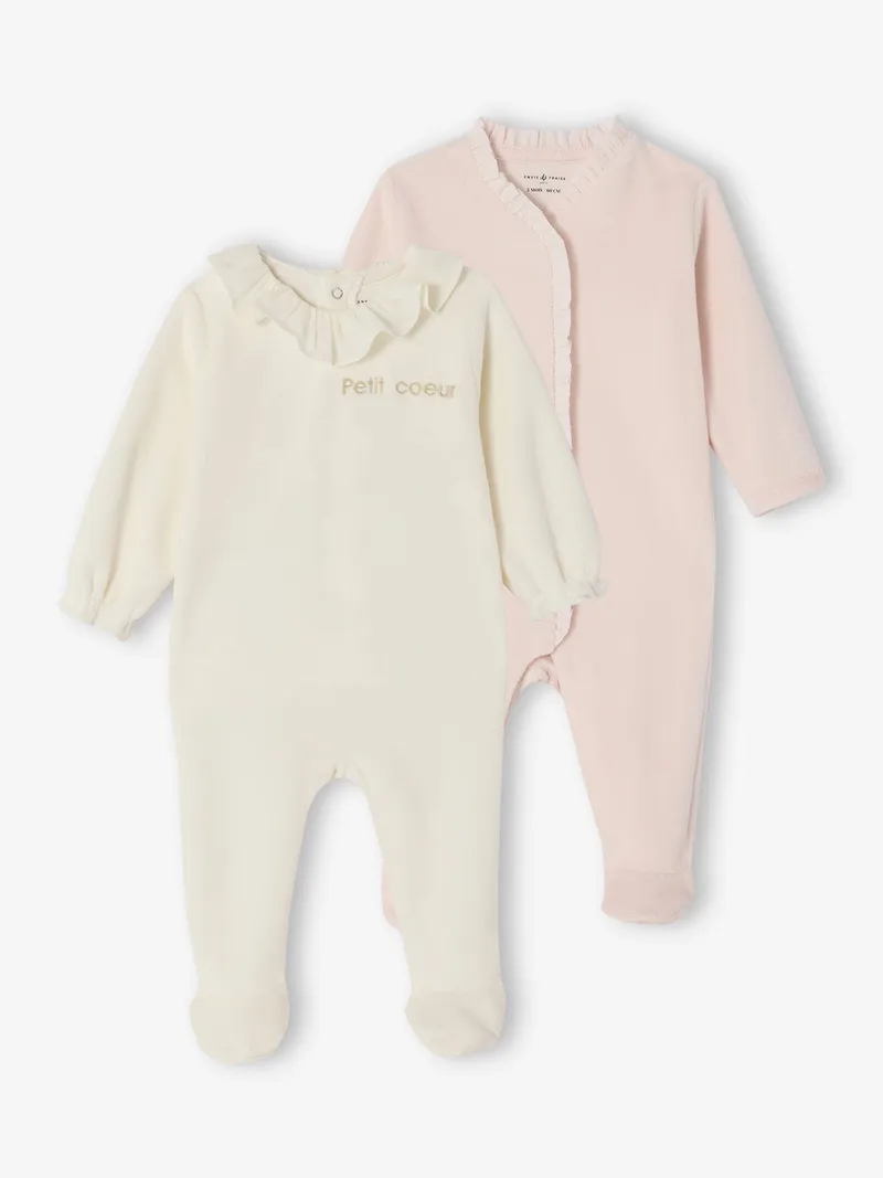 Envie De Fraise 2er-Pack Baby Schlafanzüge aus Samt ENVIE DE FRAISE personalisierbar, Wollweiß, – Produktbild 2 von 4