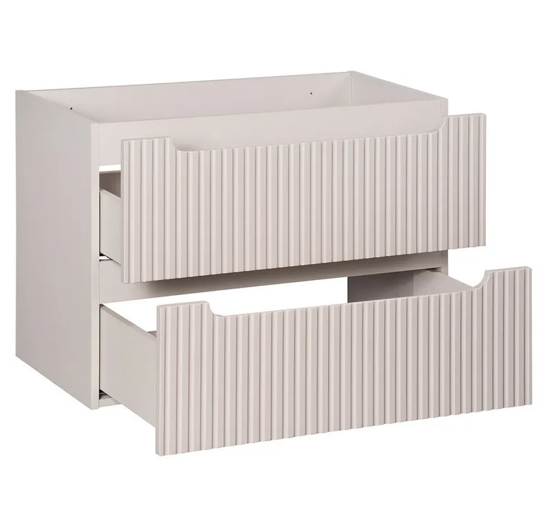 Lomadox Unterschrank NEWPORT-56-CASHMERE Waschtischunterschrank, kaschmir mit gerillter Front, ca. 80/57/39cm, Beige|weiß, – Produktbild 1 von 5