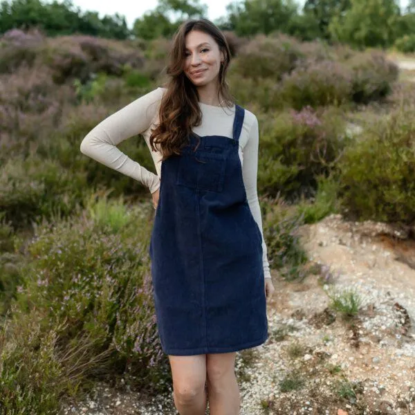 NORDLICHT NORDLICHT Damen Cord Kleid Latzkleid aus 100% Bio-Baumwolle MIKA, Blau, – Produktbild 1 von 4