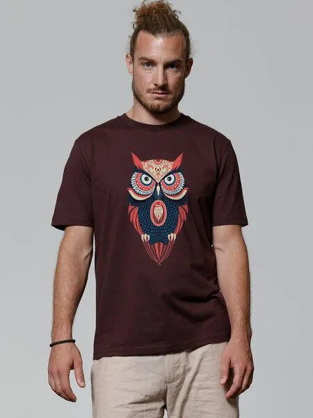 watapparel watapparel T-Shirt Unisex Colorful Owl, Red brown, – Produktbild 2 von 4