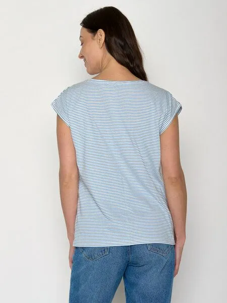 GreenBomb GREENBOMB Basic Timid - Lässiges Shirt aus Bio-Baumwolle / GOTS / Fair & Vegan, Blau (glacier stripes), – Produktbild 4 von 4