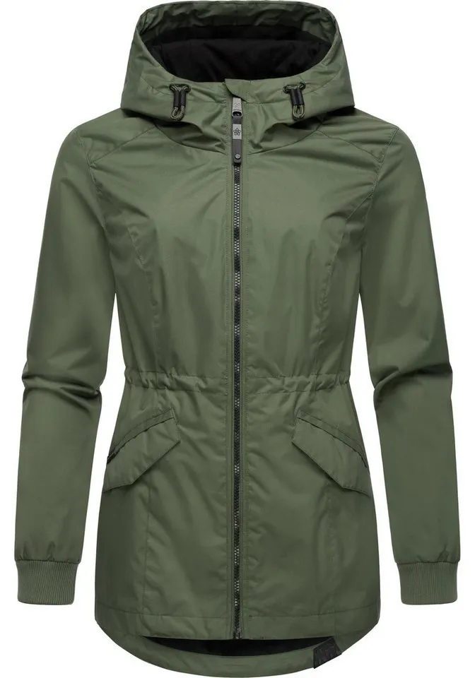 ragwear ragwear Outdoorjacke Dowey A Wasser- und winddichte Damen Jacke mit Taillenzugband, Grün, – Produktbild 2 von 5