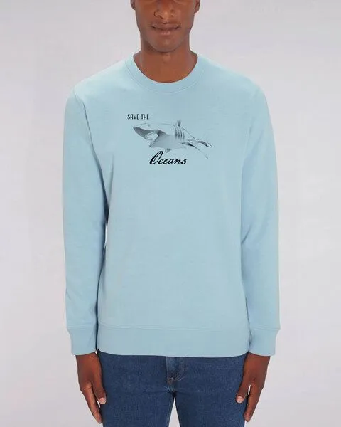 Human Family Human Family Bio Unisex Rundhals-Sweatshirt - "Switch - Save Oceans" in 3 Farben, Hellblau, – Produktbild 2 von 4