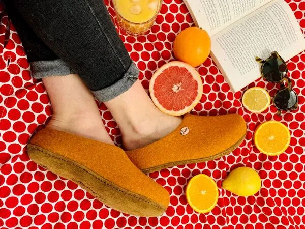 WoolFit WoolFit Filzpantoffeln "Classic" mit besonders weicher Einlage, Orange, – Produktbild 3 von 3