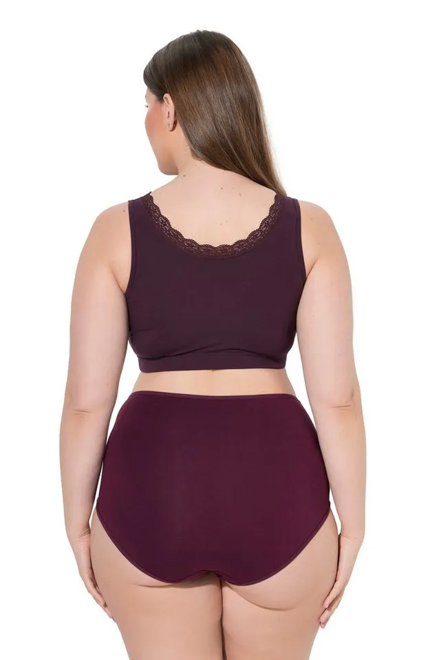 Ulla Popken Bustier Bustiers 2er-Pack Ringel/einfarbig Rundhals, Braun|grau, – Produktbild 4 von 4
