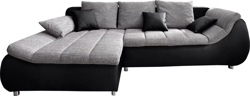 Home affaire Ecksofa Imola, bequem, aktuelle Steppung im Sitz, L-Form, Breite 270cm, wahlweise mit Bettfunktion, Grau|schwarz, – Produktbild 2 von 8