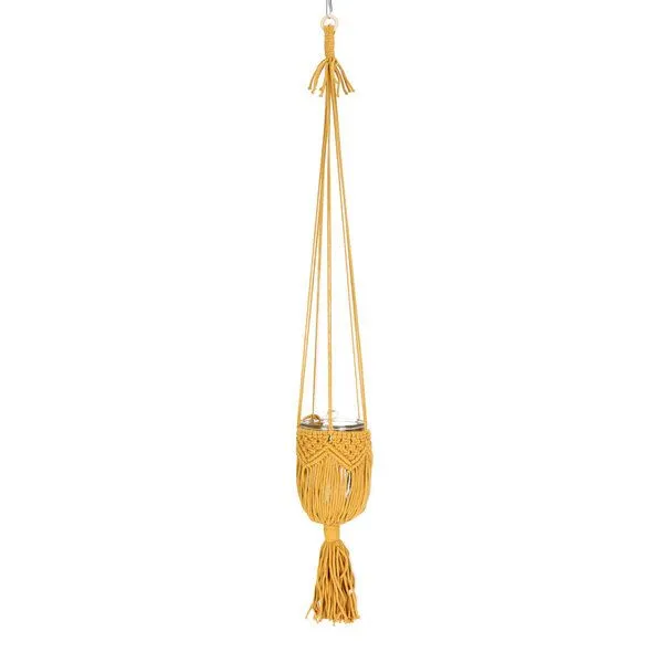Manufactura Manufactura Makramee Windlicht, Mustard (gelb), – Produktbild 1 von 1