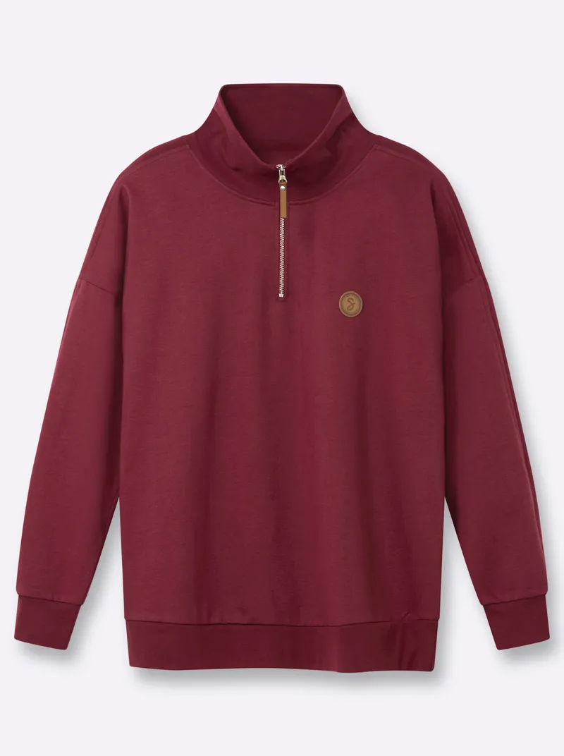 sheego Sweatshirt bordeaux, Bordeaux, – Produktbild 1 von 2
