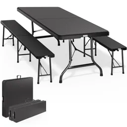 Casaria® Bierzeltgarnitur Malmö 3-tlg Schwarz – Produktbild 1 von 1