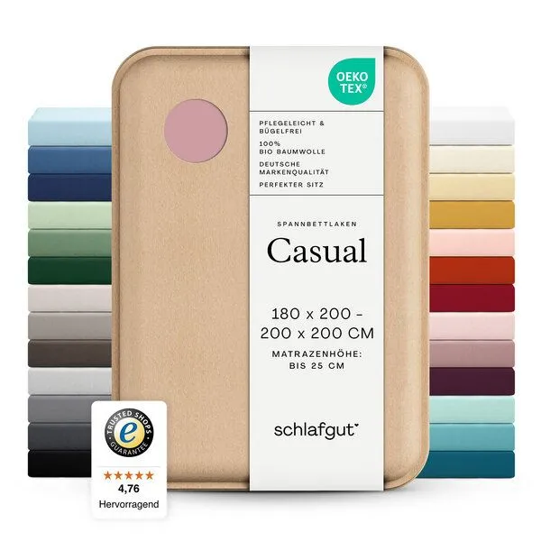 Schlafgut Schlafgut Spannbettlaken Casual Organic - 100% Biobaumwolle, Purple mid, – Produktbild 5 von 6
