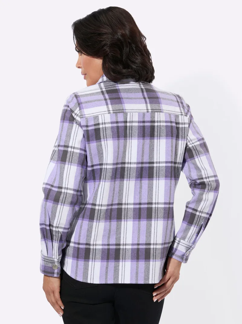 Witt Flanellbluse lavendel-anthrazit-kariert, Lavendel-anthrazit-kariert, – Produktbild 2 von 2