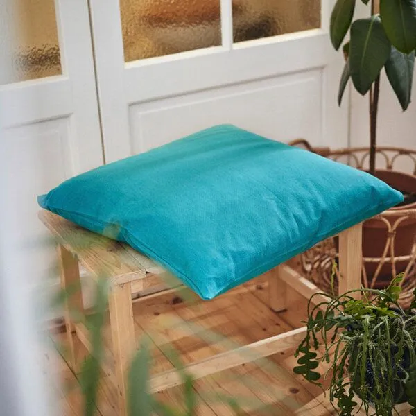 HängemattenGlück HängemattenGlück Sofakissen / Kopfkissen aus reiner Bio Baumwolle (Bezug und Füllung) 60x60cm Blautöne, Türkis (blau), – Produktbild 1 von 4