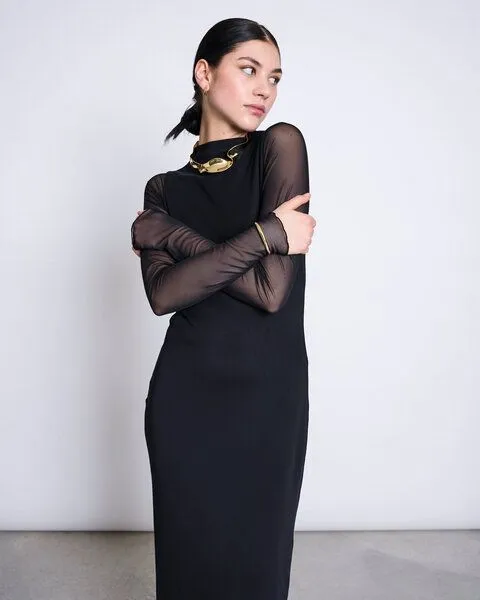 JAN N JUNE JAN 'N JUNE Mesh-Maxikleid ZALDI, Black, – Produktbild 3 von 4
