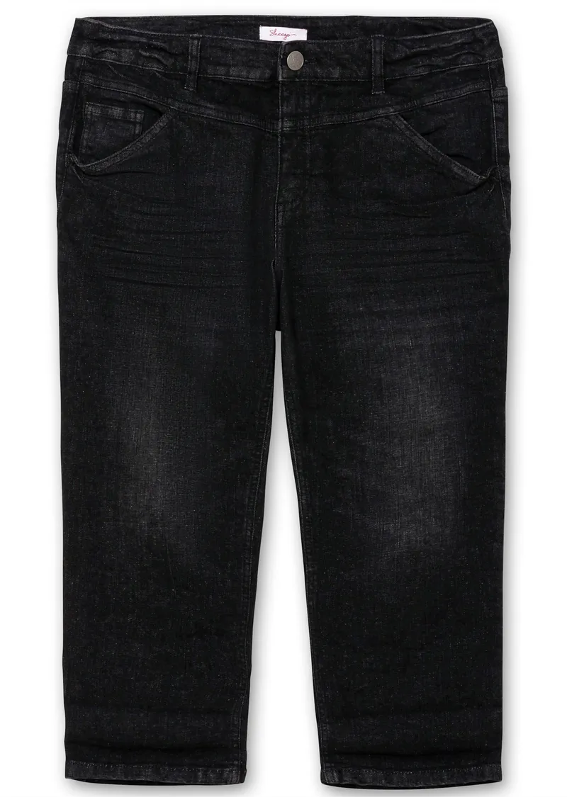 sheego Caprijeans black denim, Black denim, – Produktbild 1 von 2