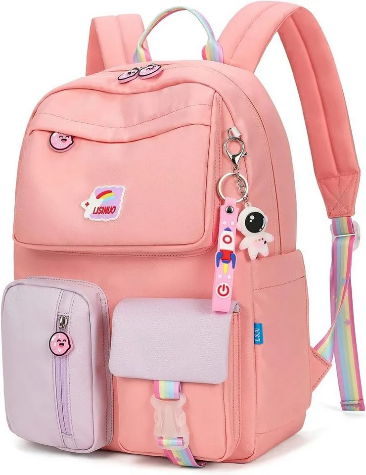 Diyarts Kinderrucksack, Trendiger Mädchenrucksack: Geräumig, Leicht und Robust, Rosa, – Produktbild 2 von 5