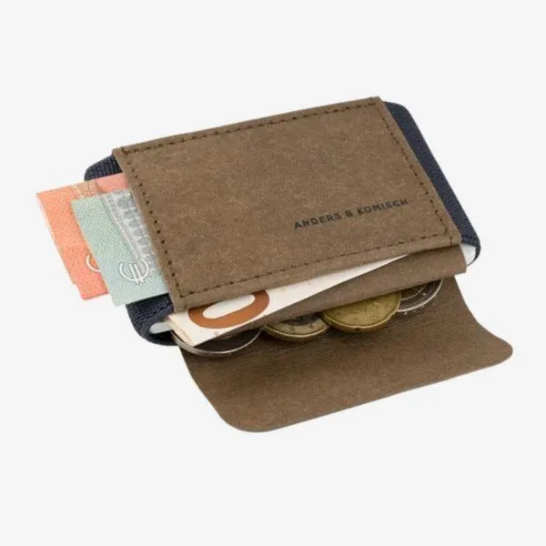 ANDERS & KOMISCH ANDERS & KOMISCH Mini Pro Slim Wallet mit Münzfach - Kleines smarte Portemonnaie Braun, Grau, – Produktbild 3 von 4