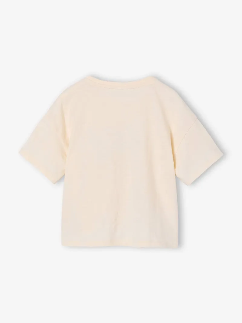 Vertbaudet T-Shirt Mädchen mit Zierknoten am Saum, Wollweiß, – Produktbild 2 von 3
