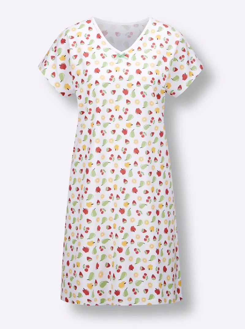 wäschepur Sleepshirts apfel + weiß-bedruckt, Apfel + weiß-bedruckt, – Produktbild 2 von 3