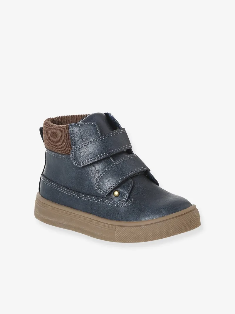 Vertbaudet Vertbaudet Kinder Boots mit Klettverschluss und Samtdetail, Marine, – Produktbild 1 von 4