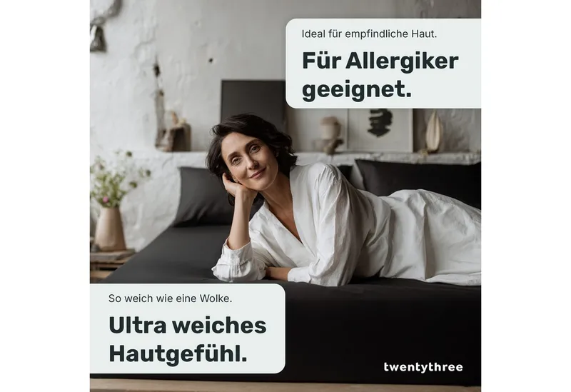 twenty:three® Bettwäsche Lyocell Bettwäsche, Lyocell, 1 teilig, Extra weich, ganzjährig geeignet, 100 % TENCEL™ Lyocell, OEKO-TEX®, Jet black, – Produktbild 3 von 5