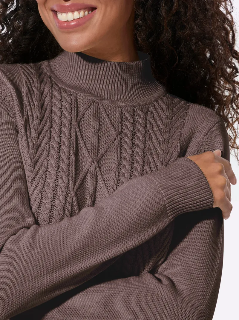 Witt Stehkragenpullover dunkeltaupe, Dunkeltaupe, – Produktbild 2 von 3